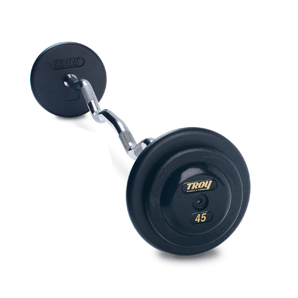 Troy Barbell PZB-R Pro Style EZ Curl Black Barbell Black End Cap Sets.