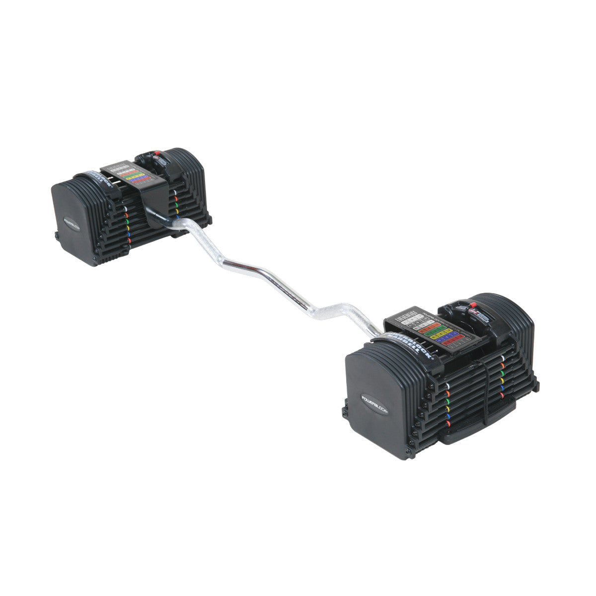 PowerBlock Pro Series EZ Curl Bar shown with Pro 50.