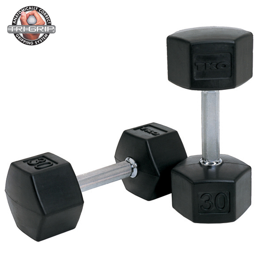 TKO 814TXR Tri-Grip Dumbbell pair shown on white background