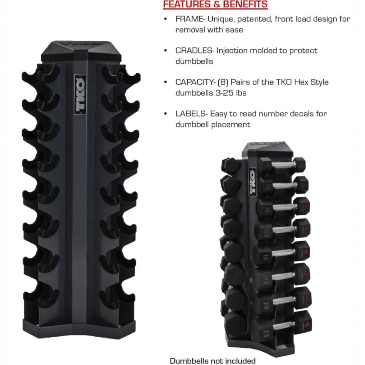 TKO 826VDR8-SM 8 Pair Vertical Dumbbell Rack info