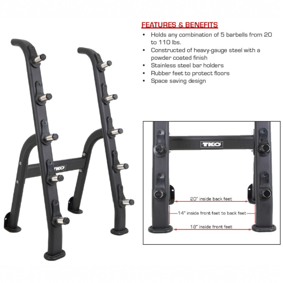 TKO 845BBR-BK Barbell Rack specs