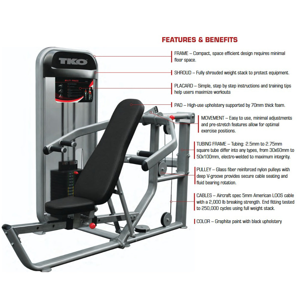 TKO 8800 Achieve Dual Multi-Press on white background showing features