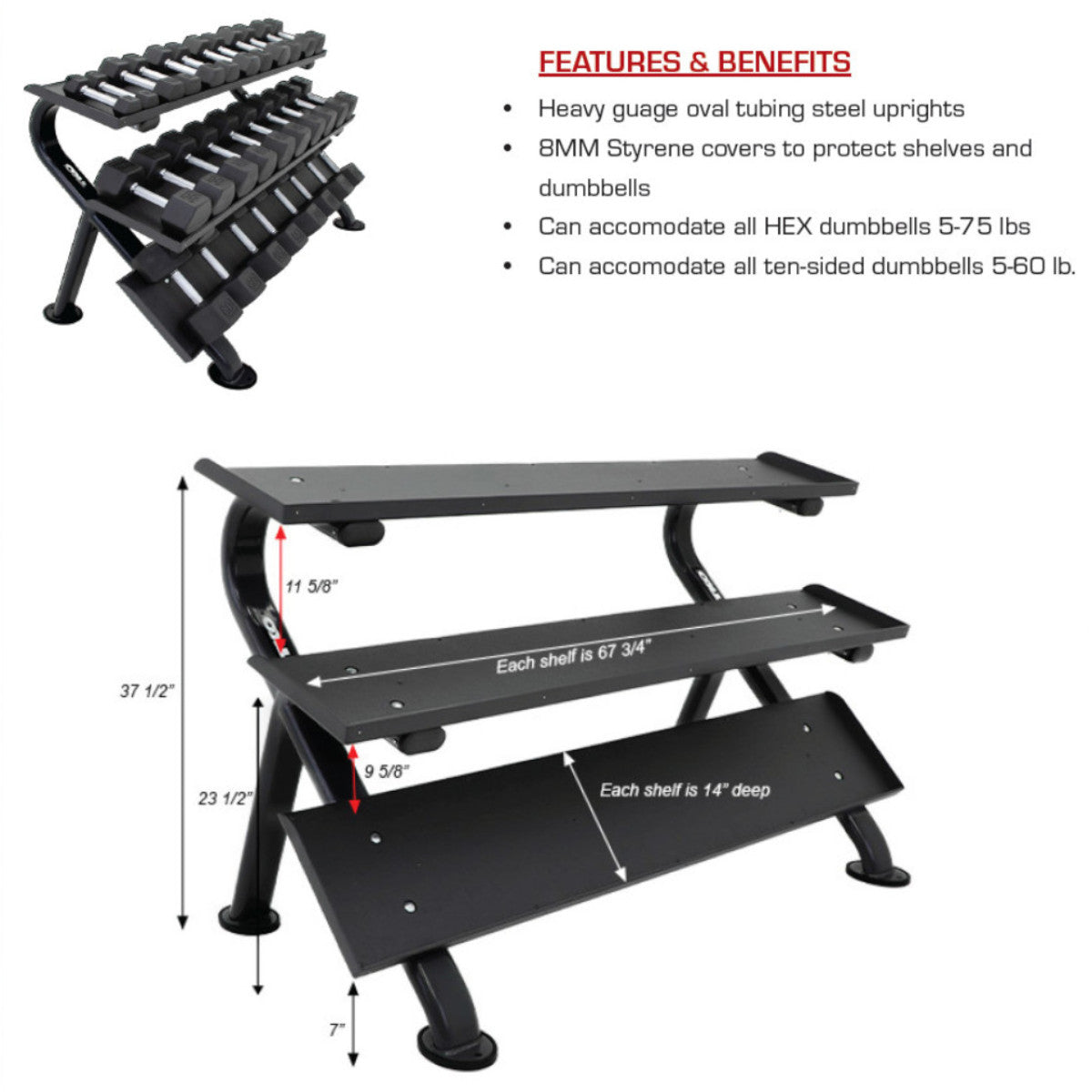 TKO 890HDR-BK rack side view on info specs