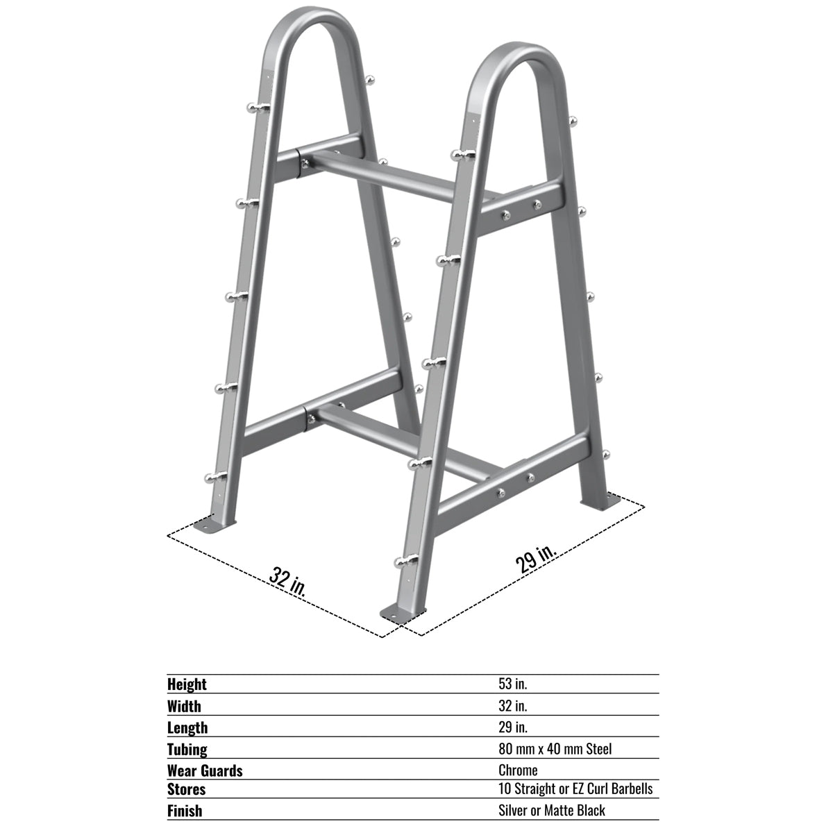 Troy Barbell BB-10 Rack specifications.