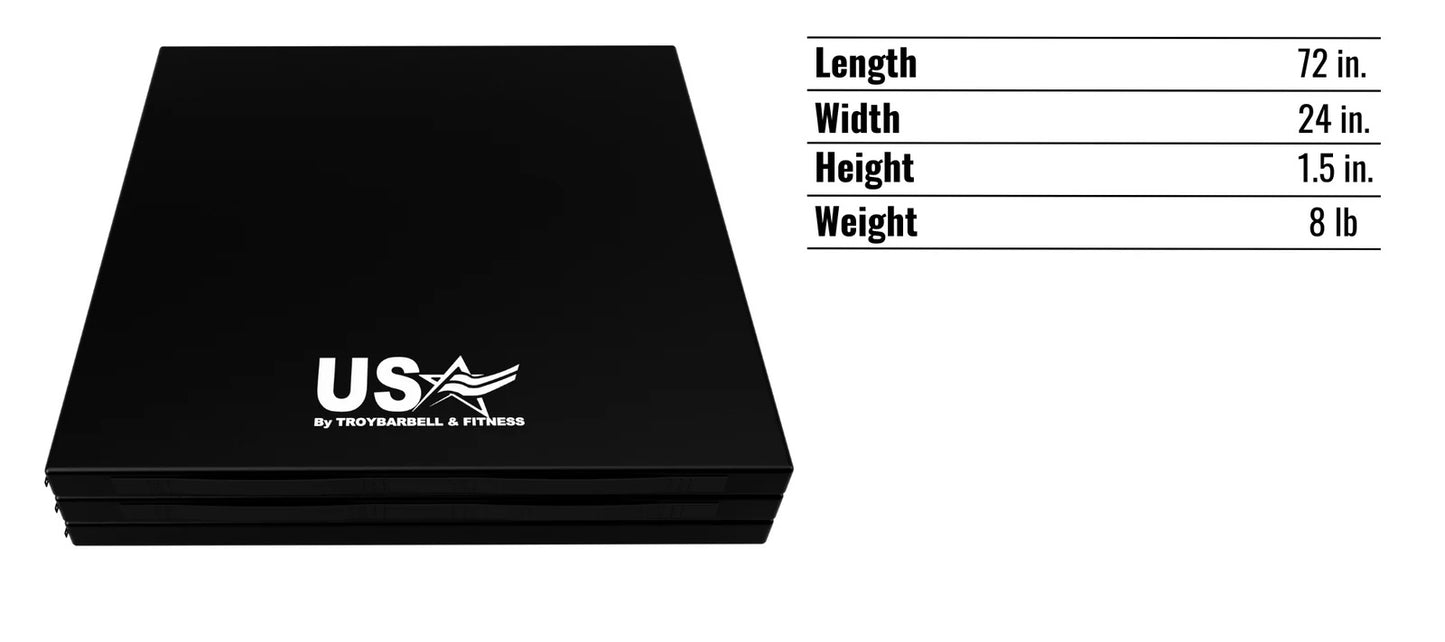 Troy Barbell USA Sports E-MAT Tri-Mat Thick Exercise Mat Specifications.