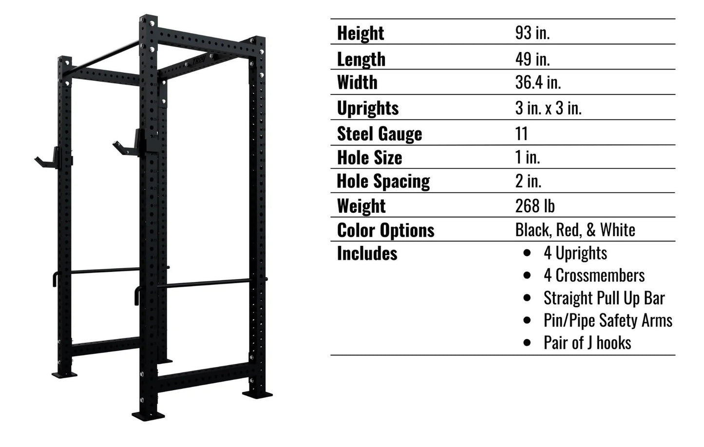 Troy Barbell G-PR-3010 Apollo Power Rack specs.