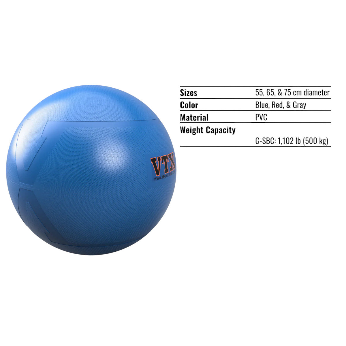 Troy Barbell Stability Ball Specification.