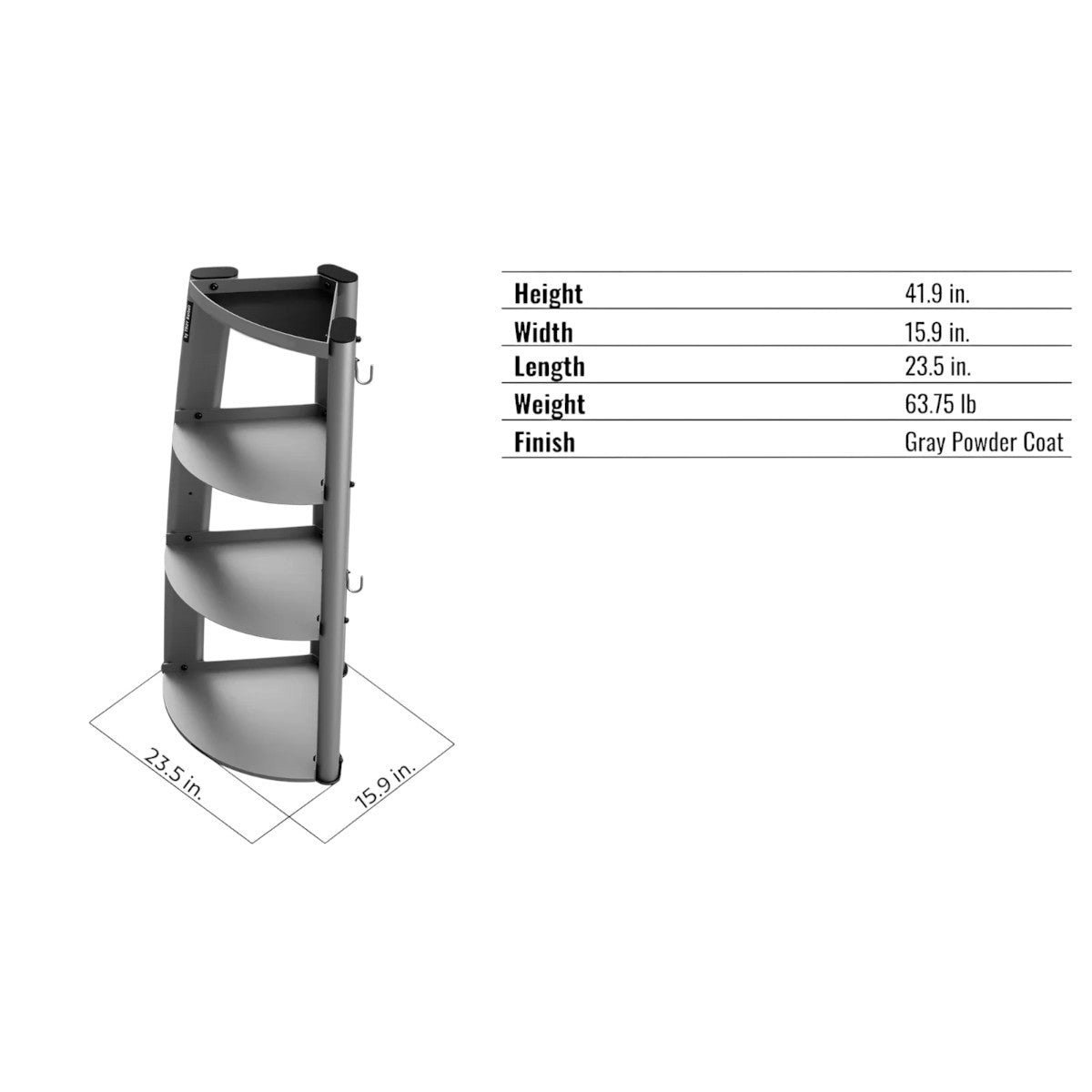 Troy Barbell VTX GKBR-3 Kettlebell Rack Specifications.