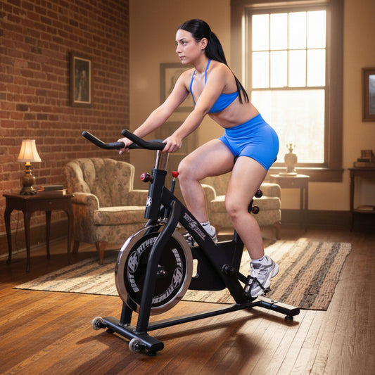Body-Solid Best Fitness BFSB5B Indoor Training Cycle woman riding