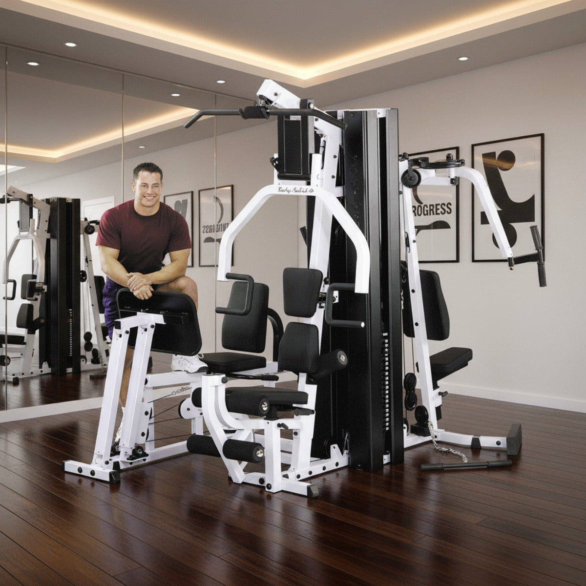 Body-Solid EXM3000LPS Dual Stack Home Gym with Leg Press in gym