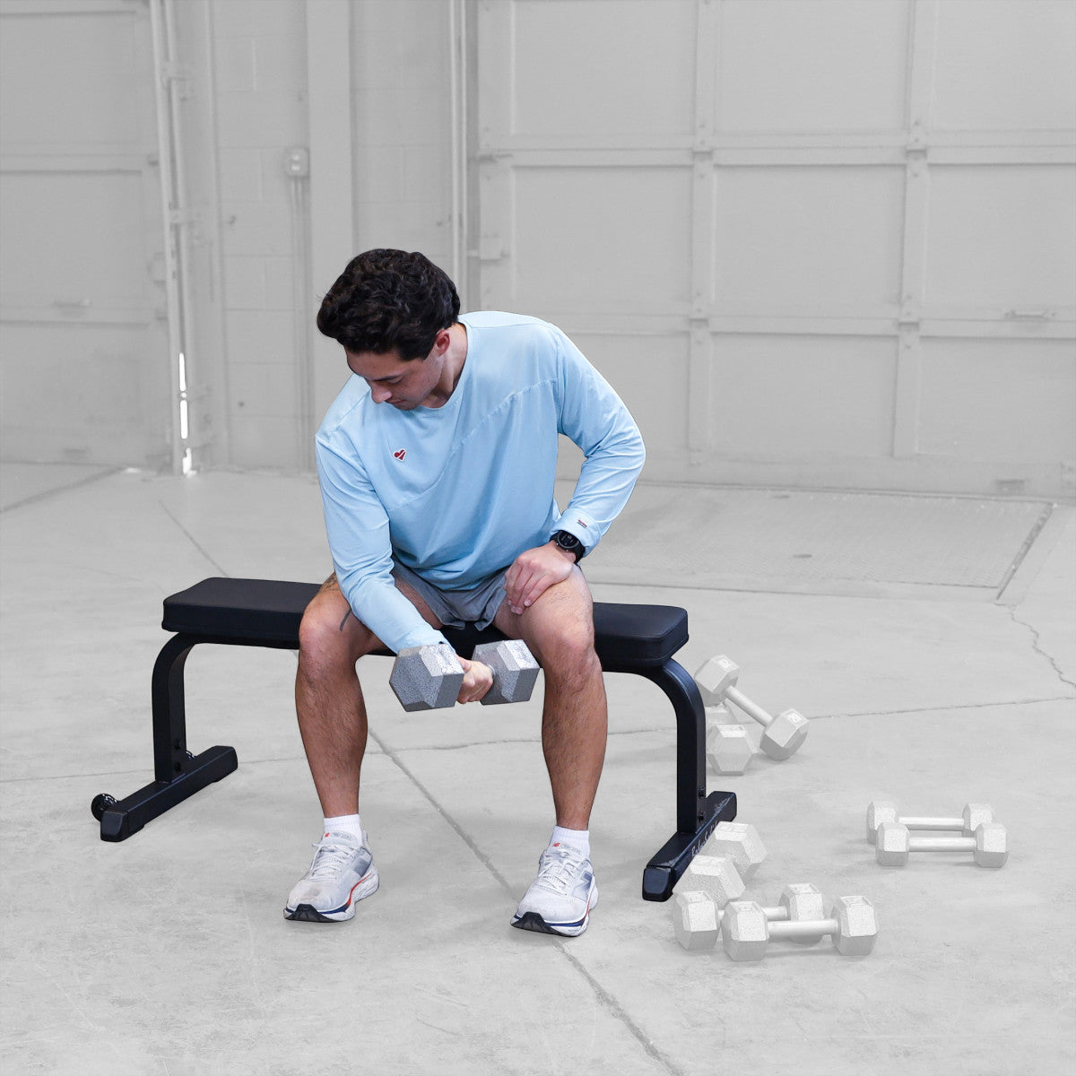 Body-Solid GFB350B Flat Bench man exercising
