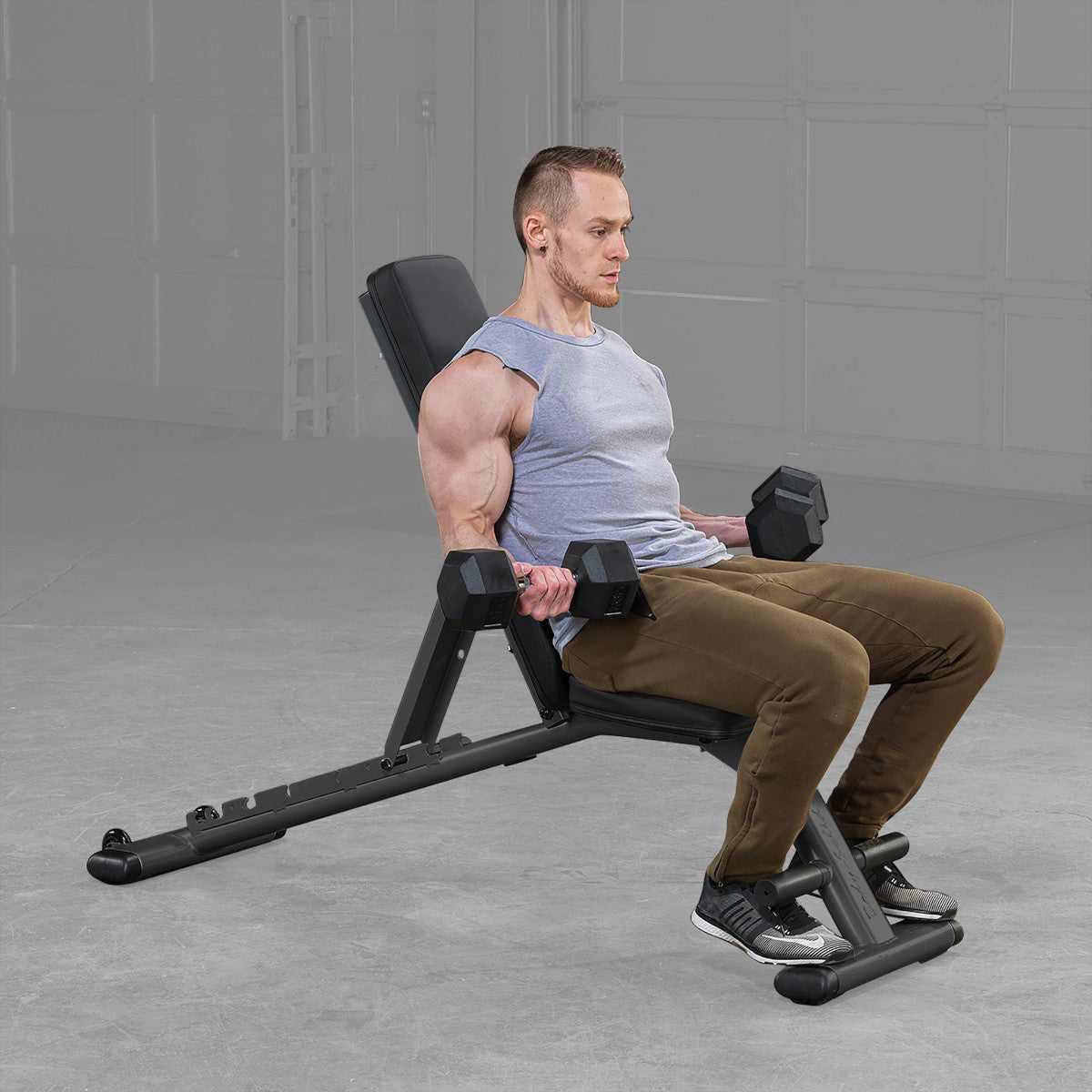 Body-Solid GFID225B Commercial Folding FID Weight Bench man exercising