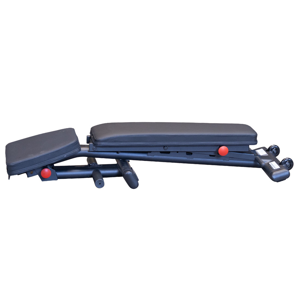 Body-Solid GFID225B Commercial Folding FID Weight Bench folded on white background