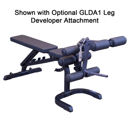 Body-Solid GFID31B Flat Incline Decline Bench with optional GLDA1 Leg Developer Attachment