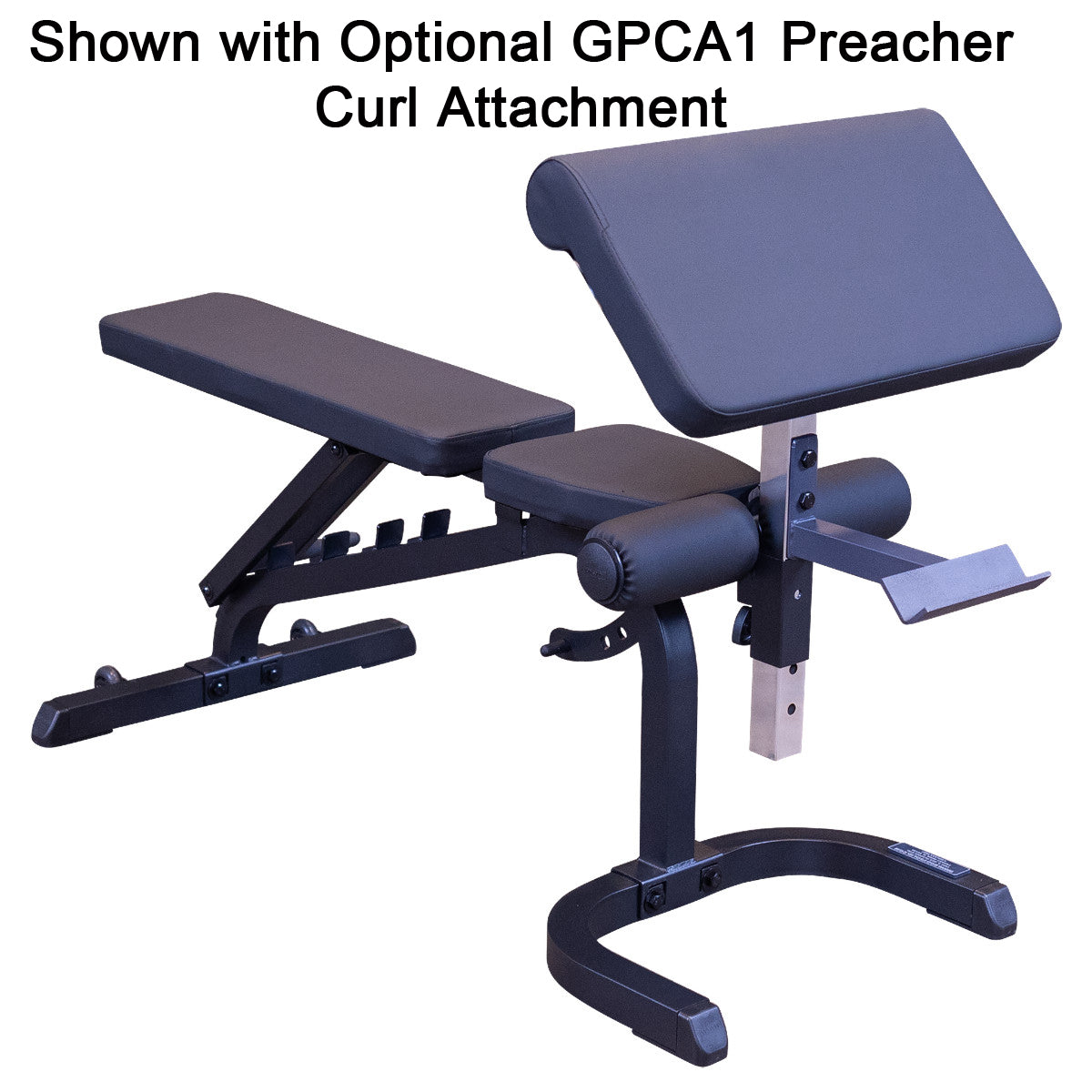 Body-Solid GFID31B Flat Incline Decline Bench with optional GPCA1 Preacher Curl Attachment