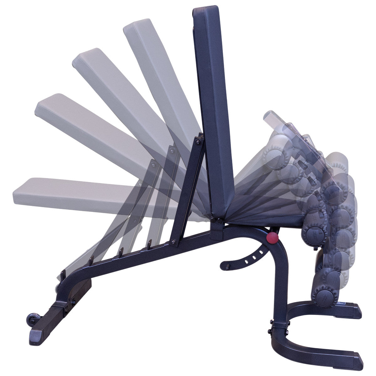 Body-Solid GFID31B Flat Incline Decline Bench adjustments on white background