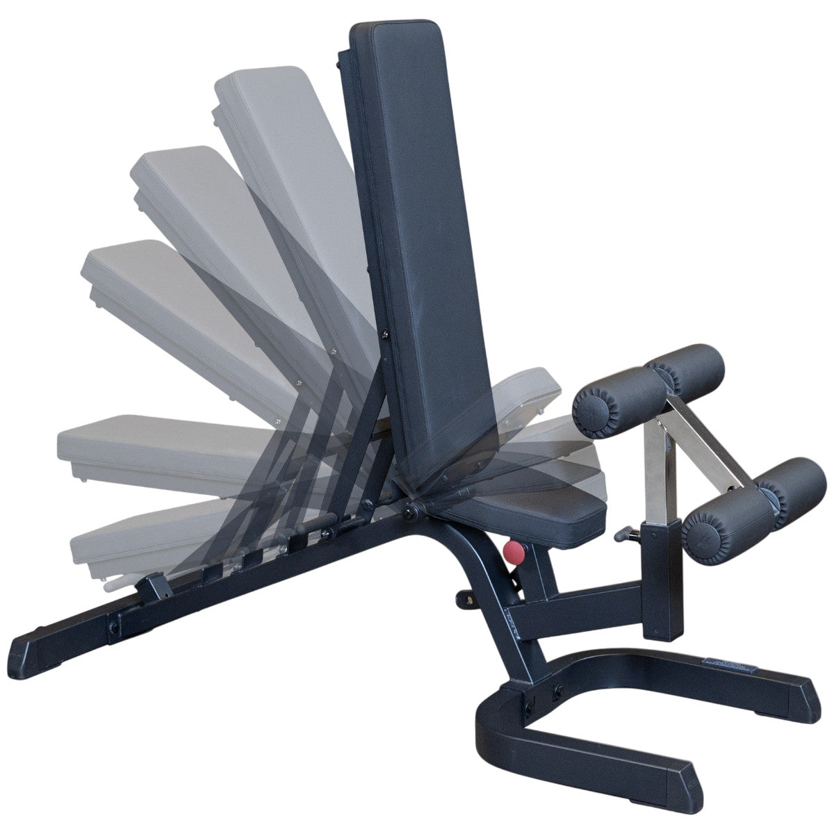 Body-Solid GFID71B Flat Incline Decline Bench adjustments on white background