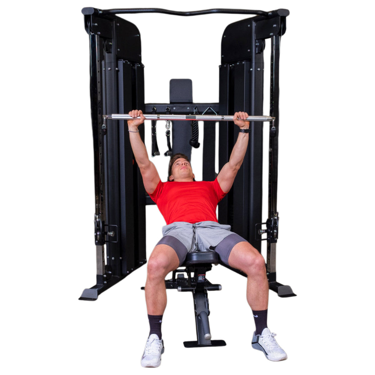 Body-Solid GFT100 Functional Trainer exercise on white background