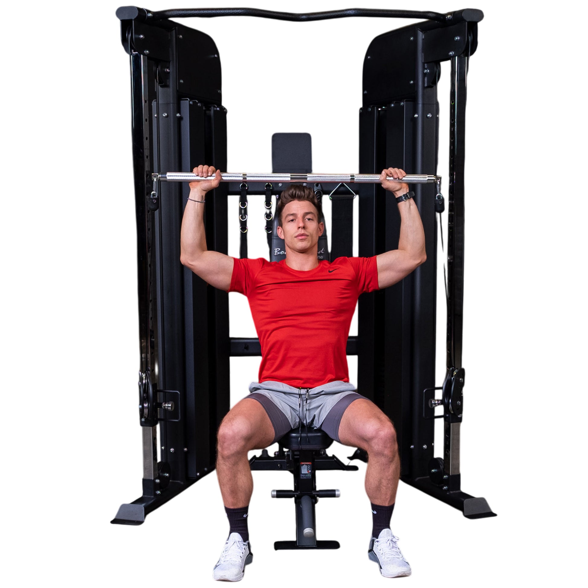Body-Solid GFT100 Functional Trainer exercise on white background