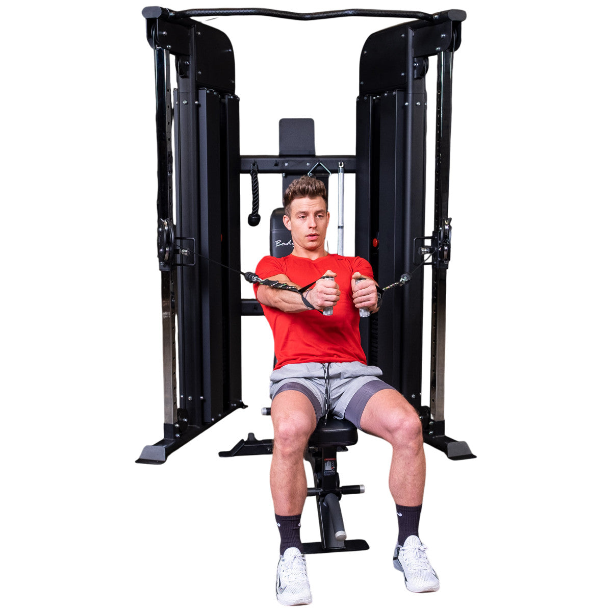 Body-Solid GFT100 Functional Trainer exercise on white background