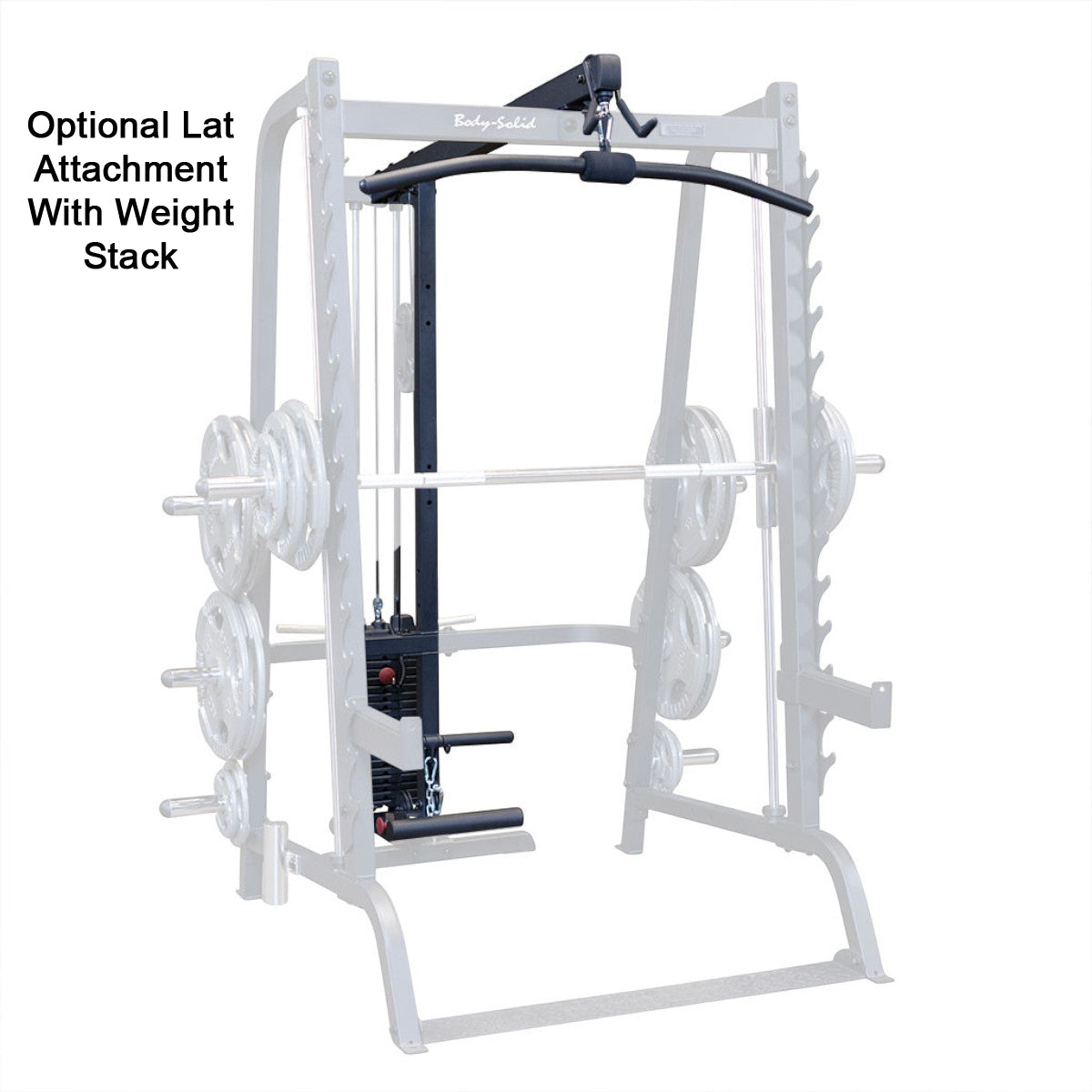 Body-Solid GS348B Series 7 Smith Machine optional lat attachment with weight stack