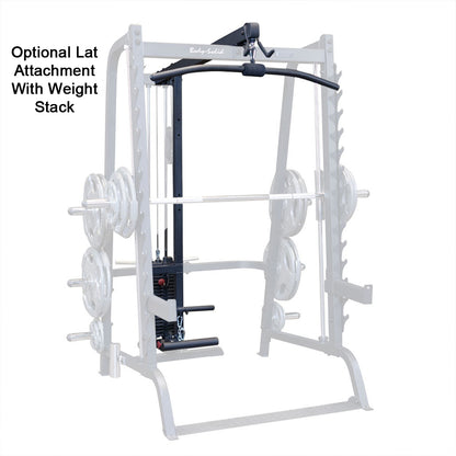 Body-Solid GS348B Series 7 Smith Machine optional lat attachment with weight stack