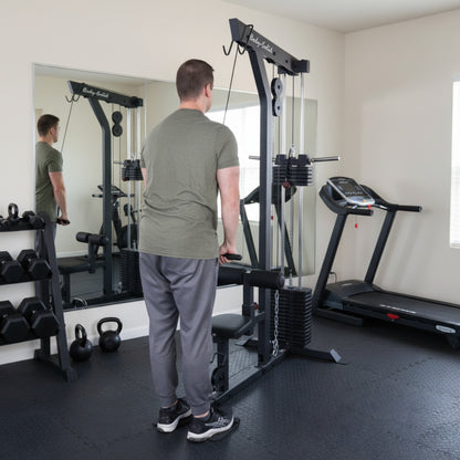 Body-Solid GLM85B Lat Machine man exercising in gym