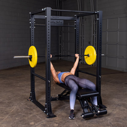 Body-Solid GPR400 Heavy Duty Power Rack woman exercising