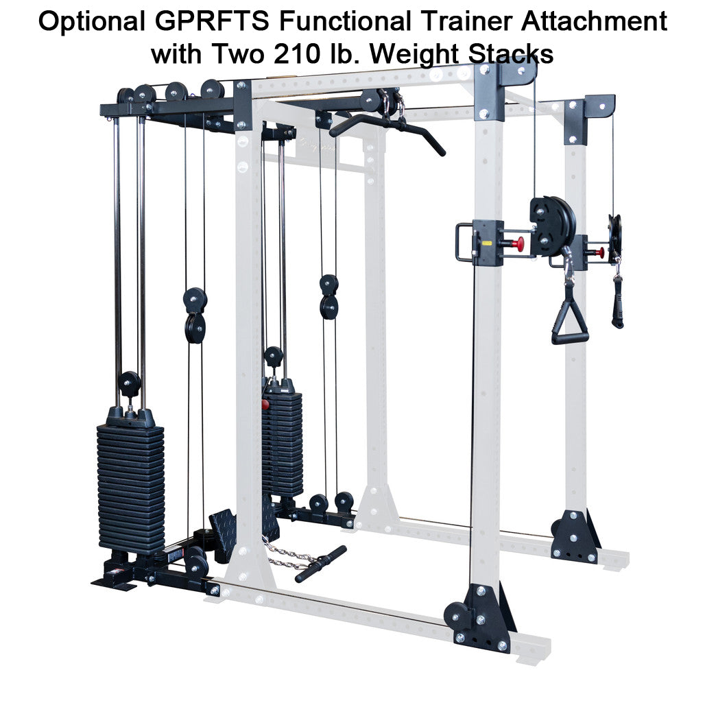 Body-Solid GPR400 Heavy Duty Power Rack with optional functional trainer attachment with two 210 lb. weight stack