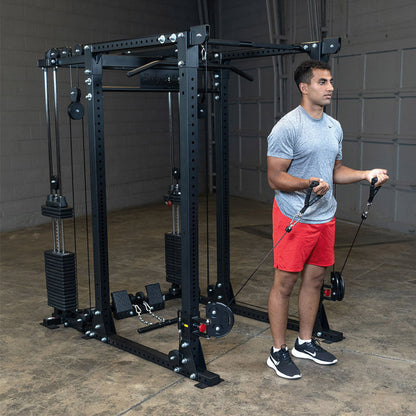 Body-Solid GPR400 Heavy Duty Power Rack Functional Trainer Option man exercising