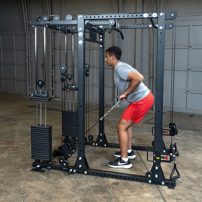 Body-Solid GPR400 Heavy Duty Power Rack Functional Trainer Option man exercising