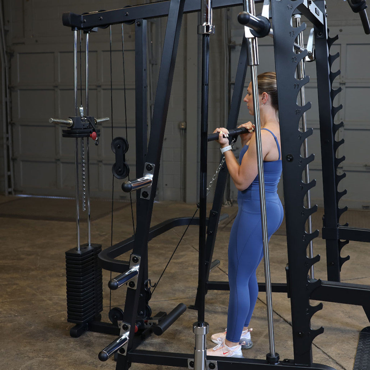 Body-Solid GS348BP4 Series 7 Smith Gym Package woman exercising