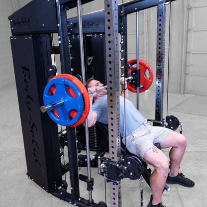Body-Solid GFSR100 All-in-One Smith Machine / Functional Trainer man exercising