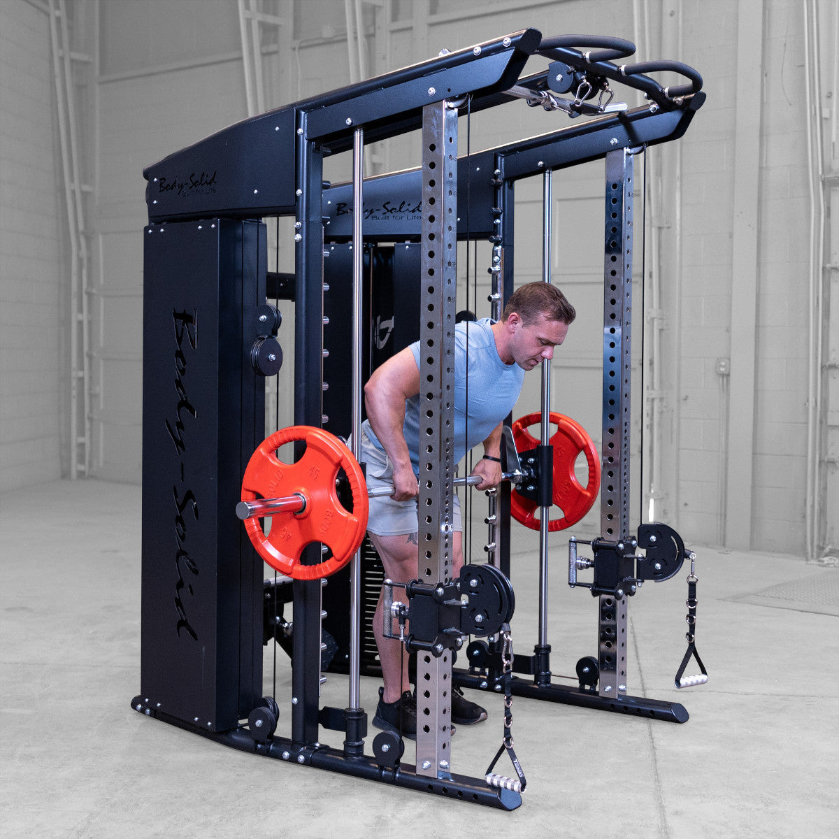 Body-Solid GFSR100 All-in-One Smith Machine / Functional Trainer man exercising