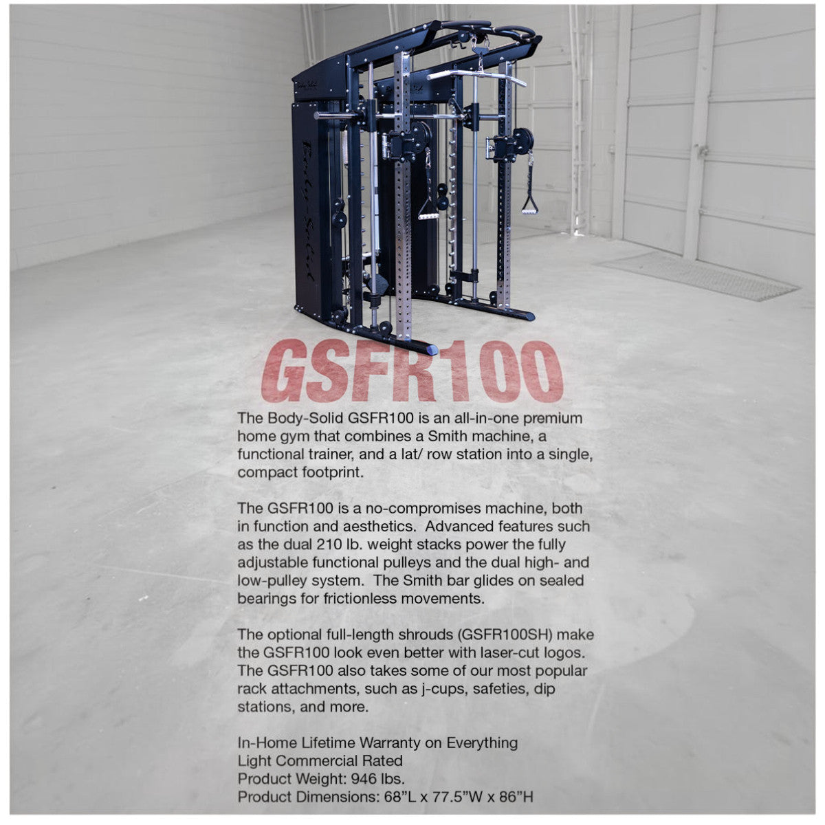 Body-Solid GSFR100 All-in-One Smith Machine / Functional Trainer info