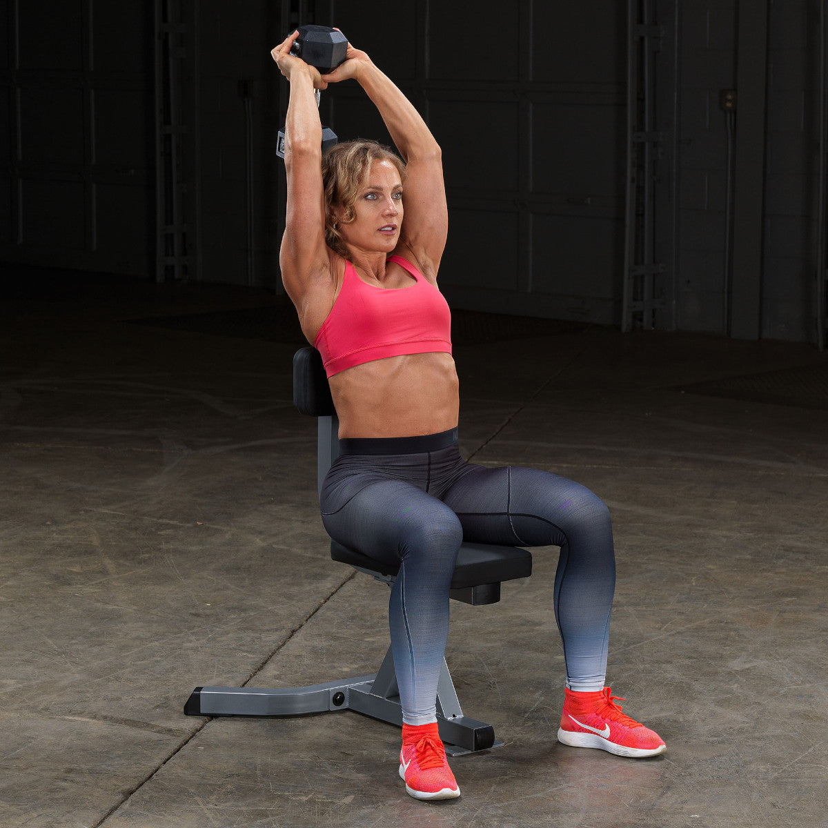 Body-Solid GST20B Utility Stool with woman exercising