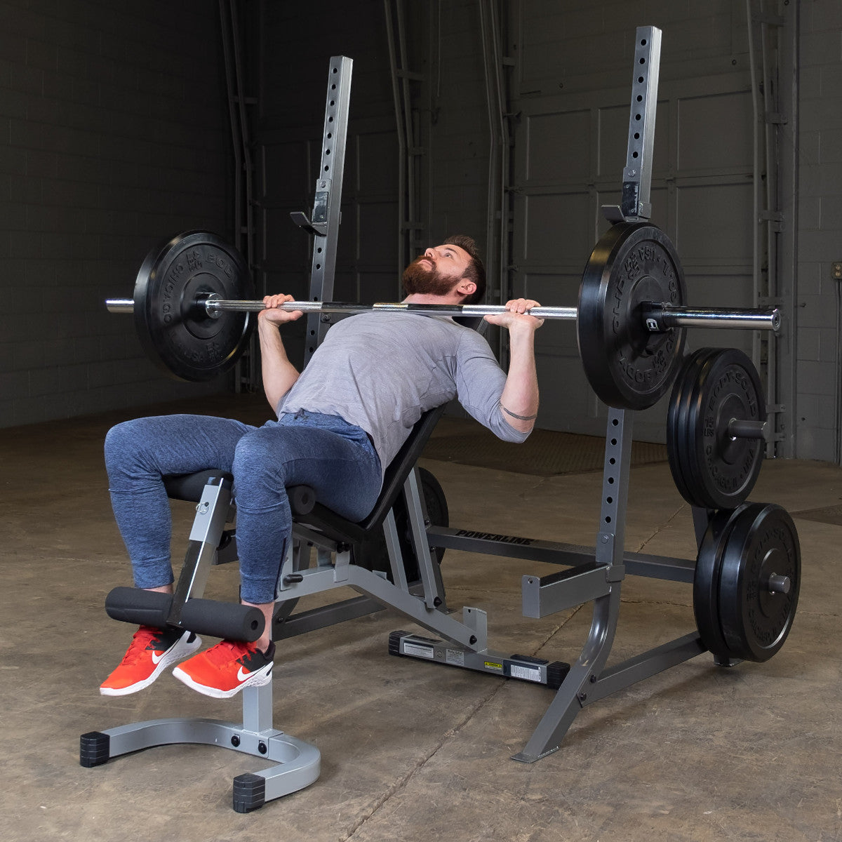 Body-Solid Powerline PMP150 Multi Press Rack man exercising