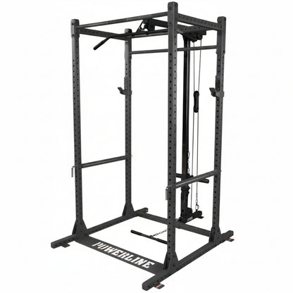 Body-Solid Powerline PPR1000 Power Rack with PLA1000 Lat Attachment on white background