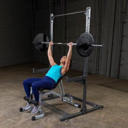Body-Solid Powerline PPR500 Half Rack with woman exercising