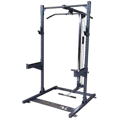 Body-Solid Powerline PPR500 Half Rack & PLA500 Lat Attachment on white background