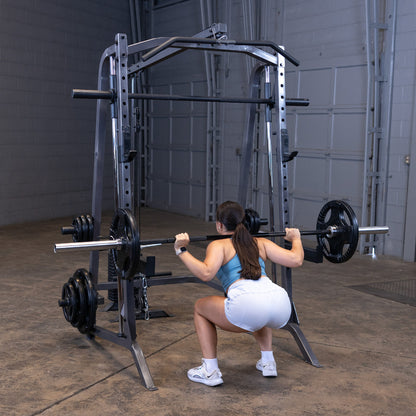 Body-Solid Powerline PSM200 Smith Machine woman exercising