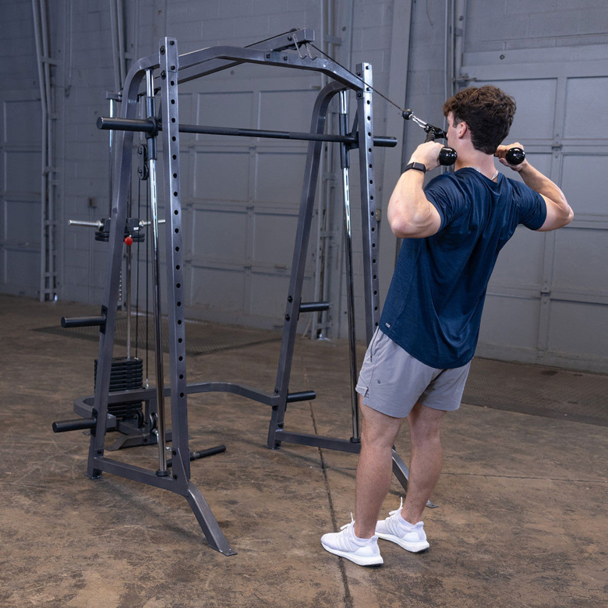 Body-Solid Powerline PSM200P4 Smith Machine Package man exercising