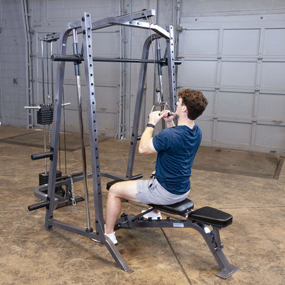 Body-Solid Powerline PSM200P4 Smith Machine Package man exercising