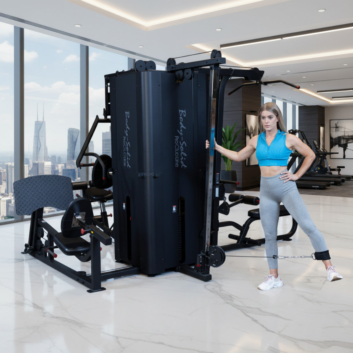 Body-Solid Pro ClubLine S1000 Four-Stack Gym in apartment gym