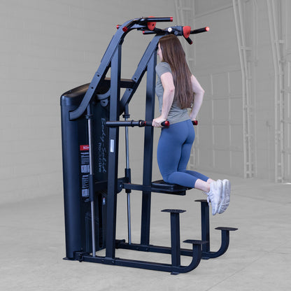Body-Solid S2ACDX/2 Pro ClubLine Series 2 Weight Assisted Chin & Dip Machine woman exercising