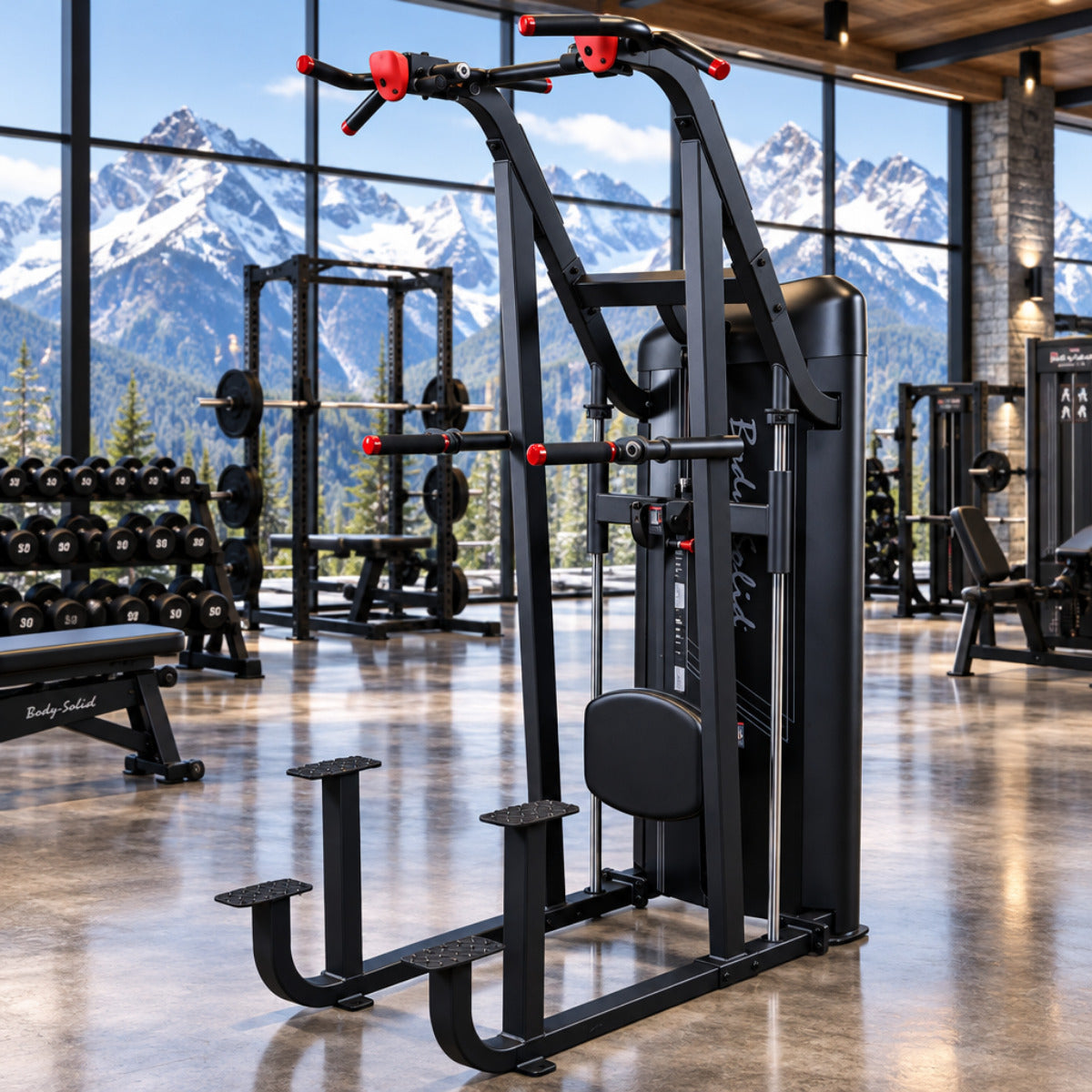 Body-Solid S2ACDX/2 Pro ClubLine Series 2 Weight Assisted Chin & Dip Machine in gym