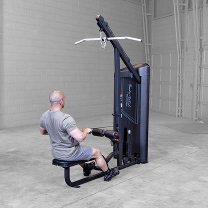 Body-Solid S2LATX Pro ClubLine Series 2 Dual Lat & Seated Row Machine with man exercising