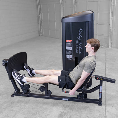 Body-Solid S2LPCX Pro ClubLine Series 2 Leg & Calf Press in gym with man exercising.