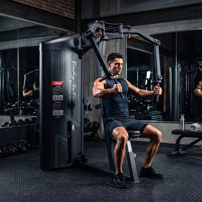 Body-Solid S2PECX Pro ClubLine Series 2 Dual Pec Fly & Rear Delt Machine in gym with man exercising
