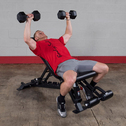 Man working out on a Body-Solid SFID425 Pro ClubLine Flat Incline Decline Bench